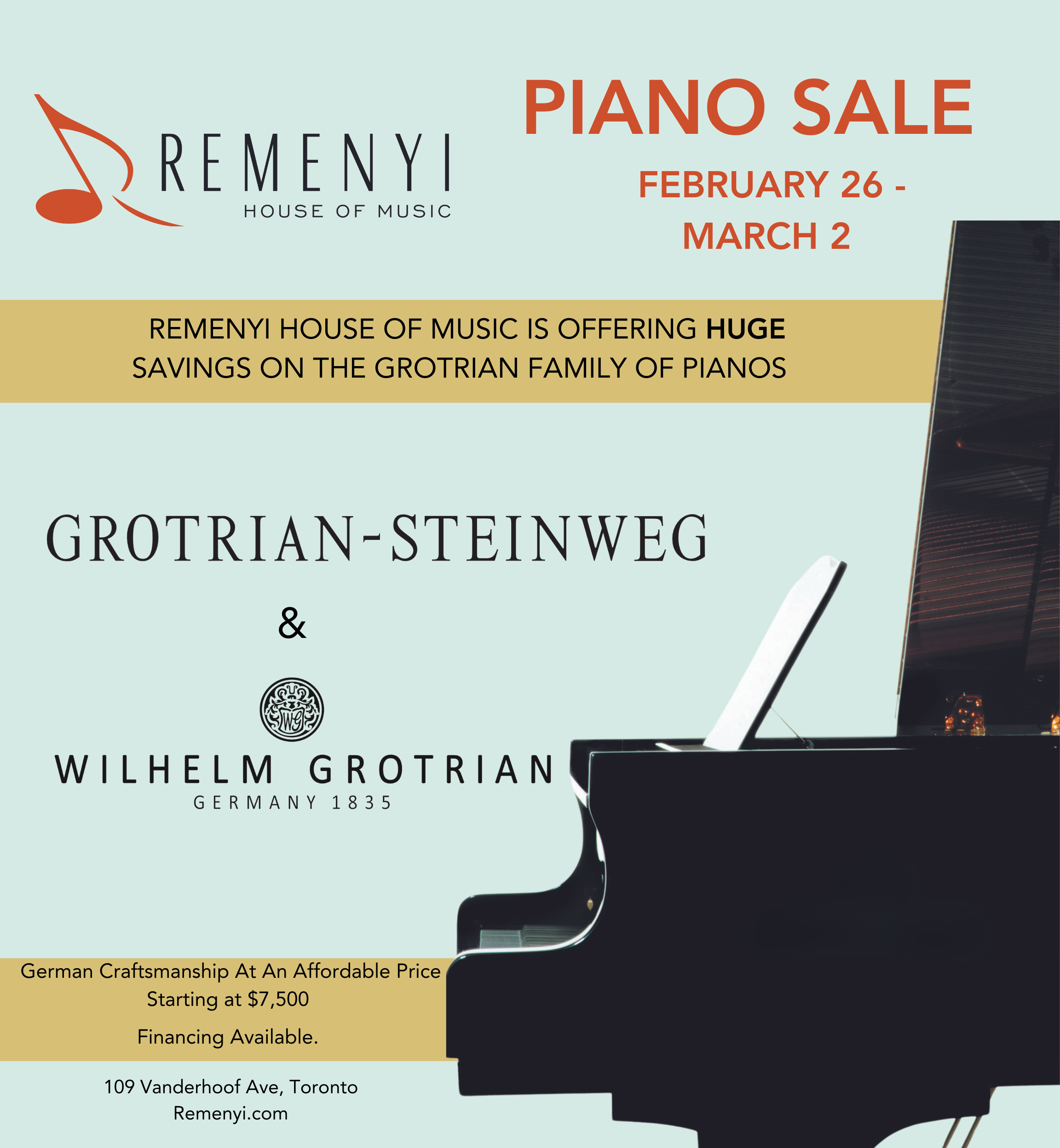 Piano Sale! Grotrian Pianos on Sale from February 26- March 2, 2024