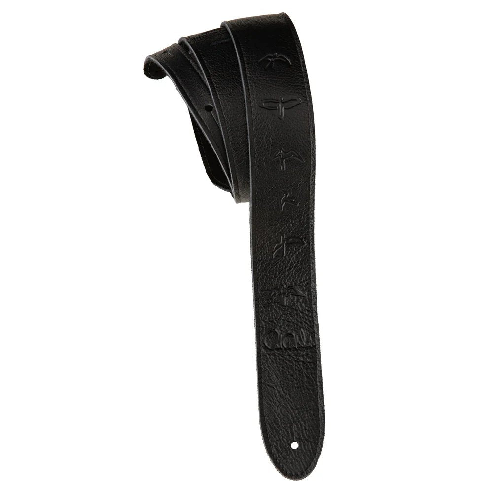 2" PRS Leather Strap, Embossed Birds, Black - Remenyi House of Music