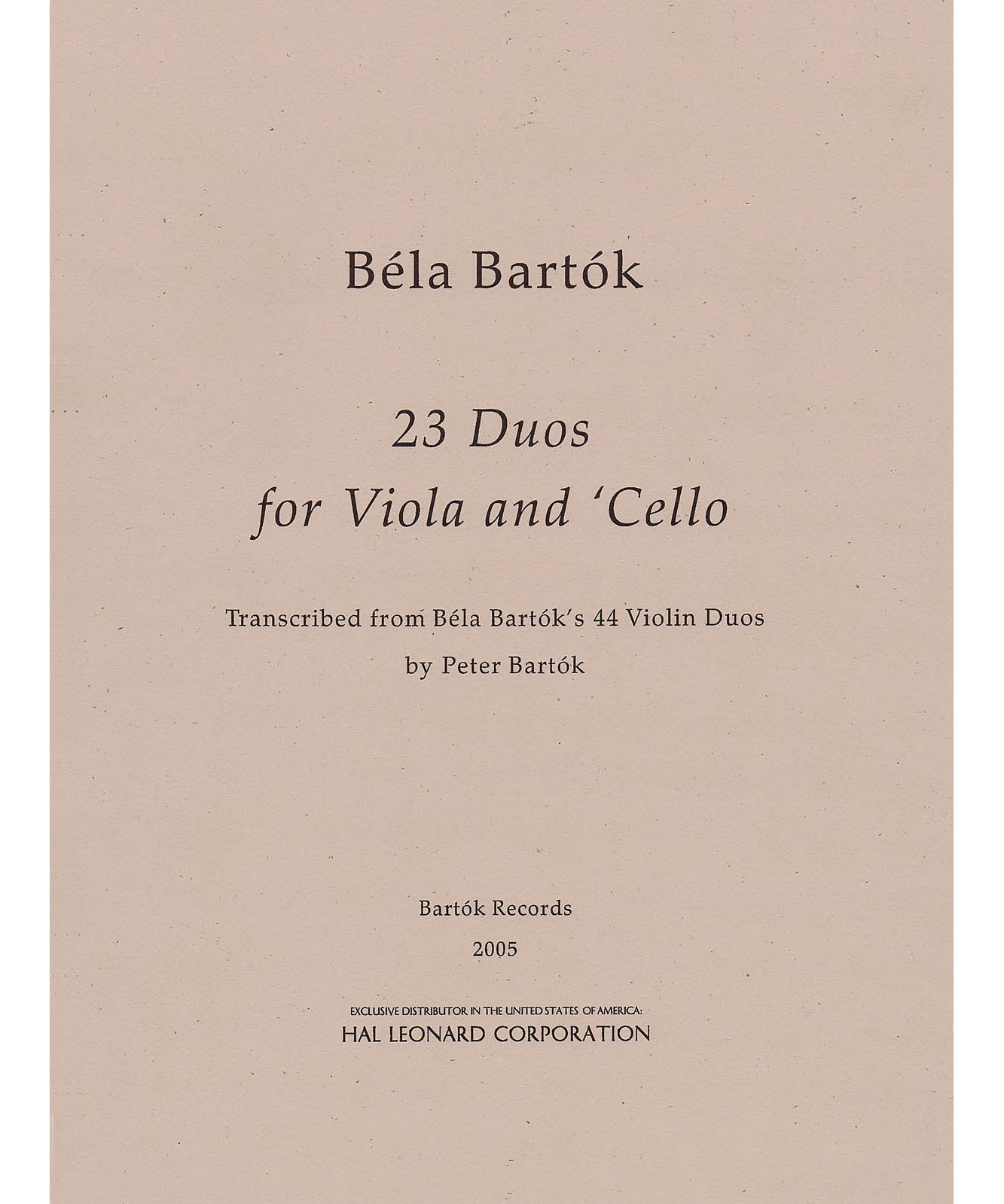 23 Duos for Viola and Cello - Remenyi House of Music