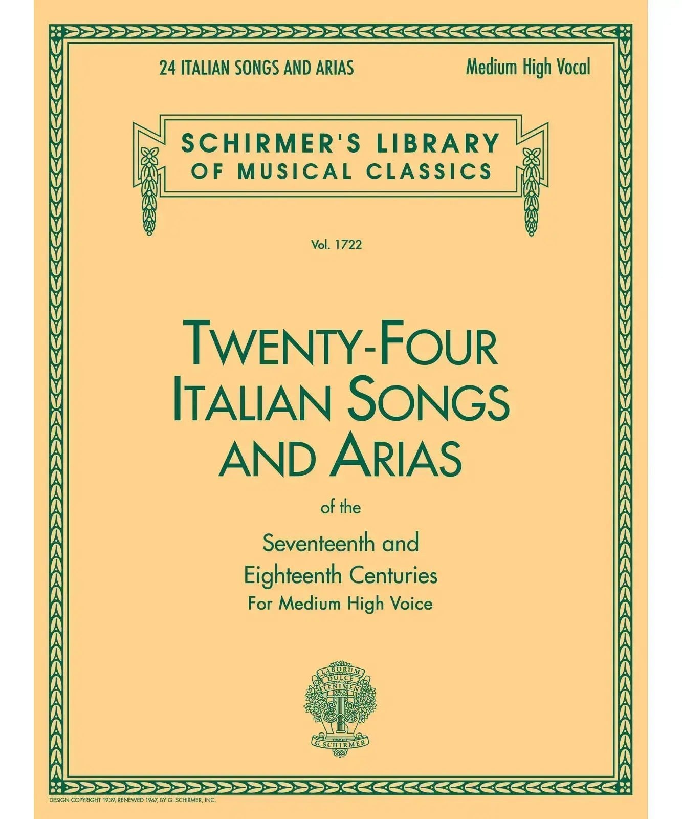 24 Italian Songs & Arias - Medium High Voice (Book Only) - Remenyi House of Music