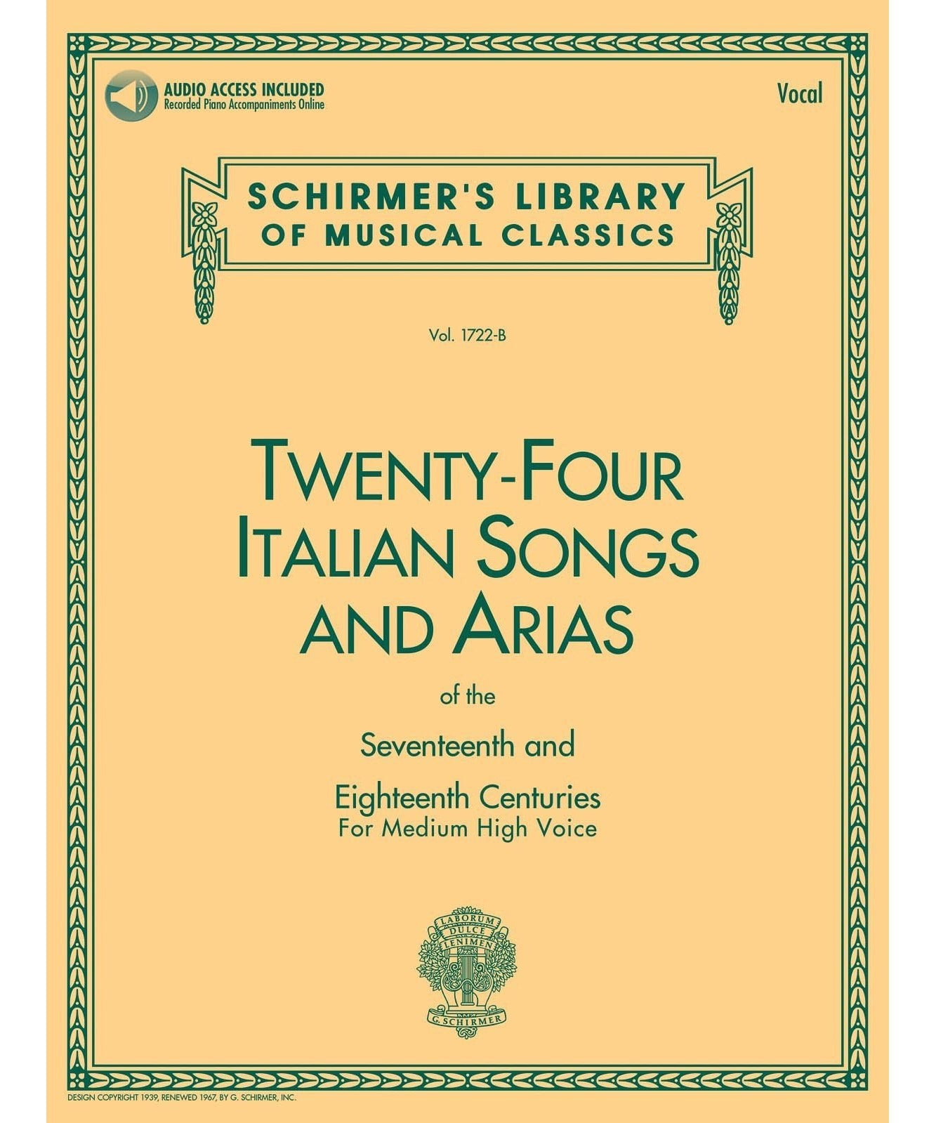 24 Italian Songs & Arias of the 17th & 18th Centuries (Medium High Voice) - Remenyi House of Music