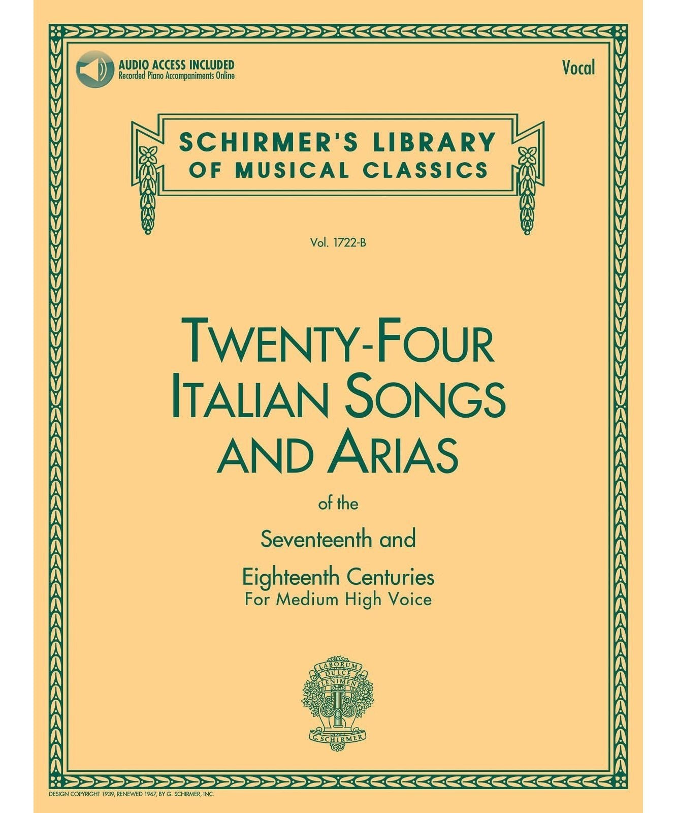 24 Italian Songs & Arias of the 17th & 18th Centuries (Medium High Voice) - Remenyi House of Music