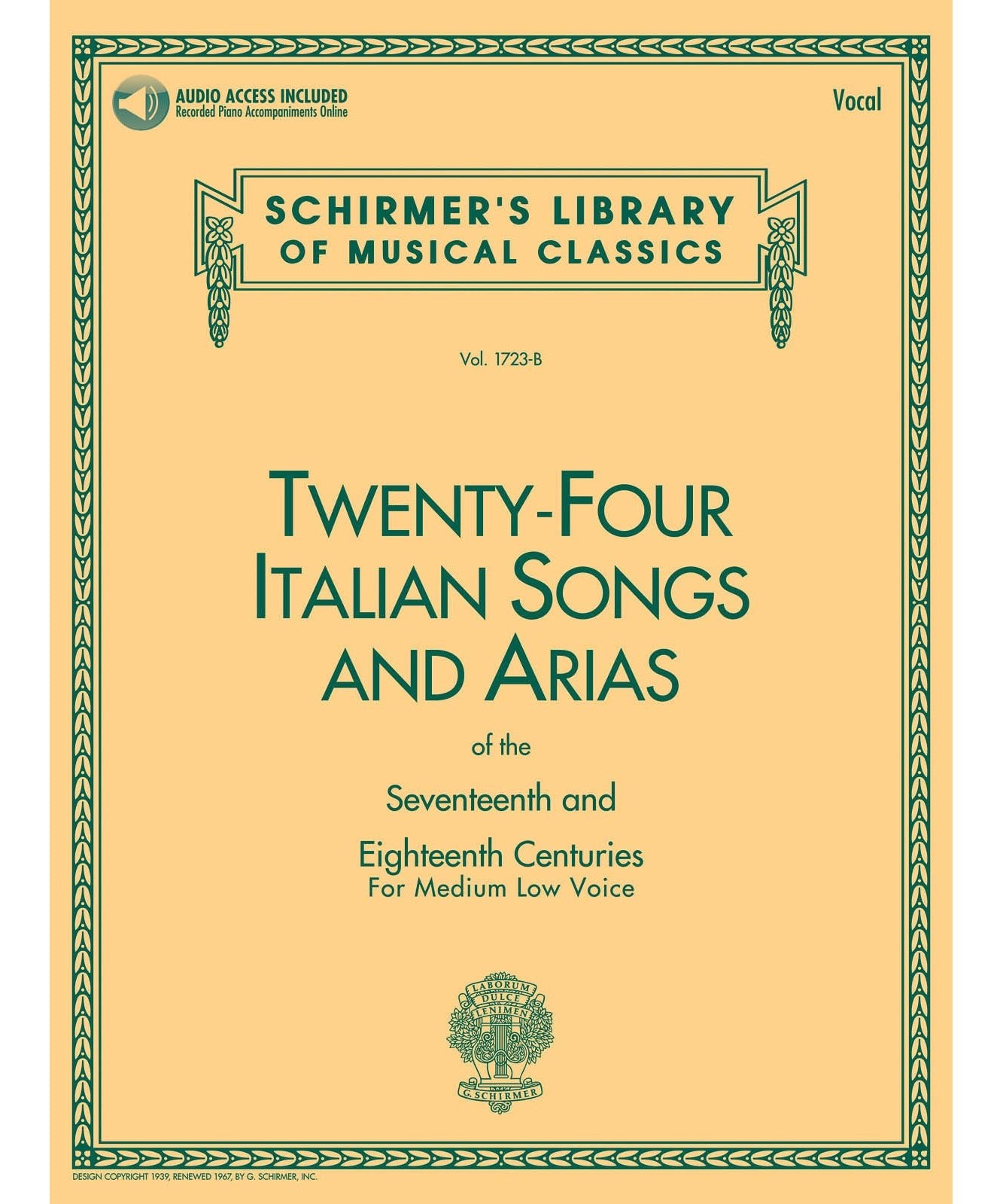 24 Italian Songs & Arias of the 17th & 18th Centuries (Medium Low Voice) - Remenyi House of Music