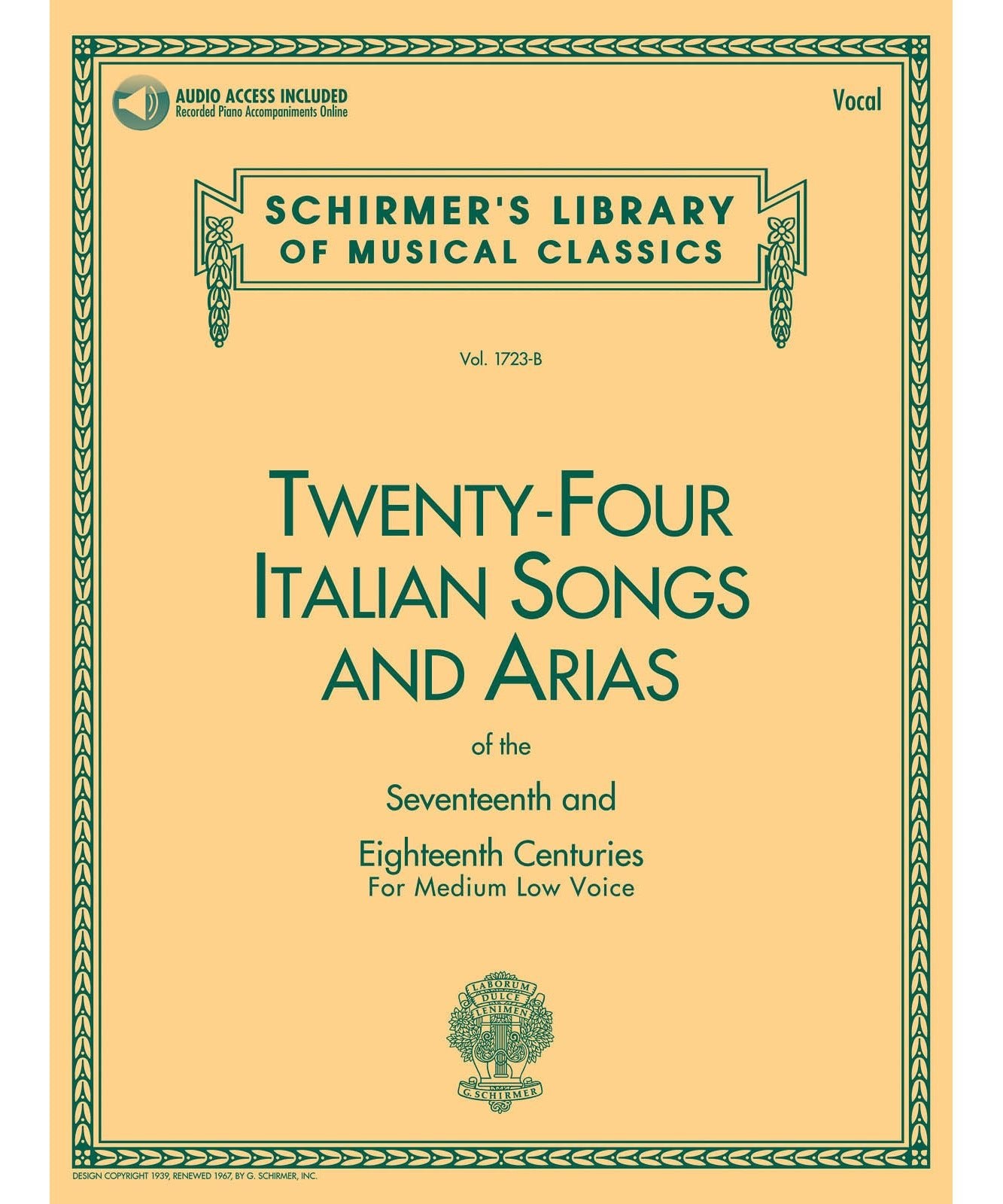 24 Italian Songs & Arias of the 17th & 18th Centuries (Medium Low Voice) - Remenyi House of Music