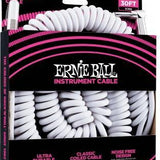 Ernie Ball 30  Coiled Straight / Angle Instrument Cable - White