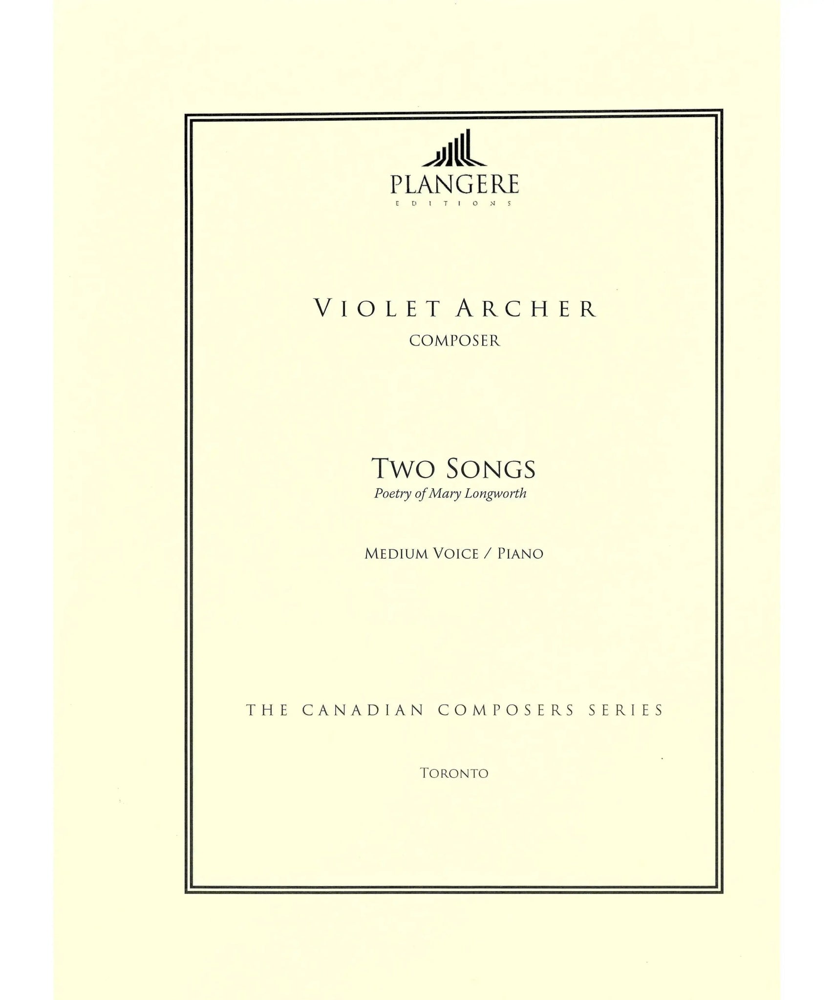 Archer, V. - Two Songs (Medium Voice) - Remenyi House of Music