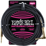 Ernie Ball 10  Braided Straight / Angle Instrument Cable  Gold Connectors