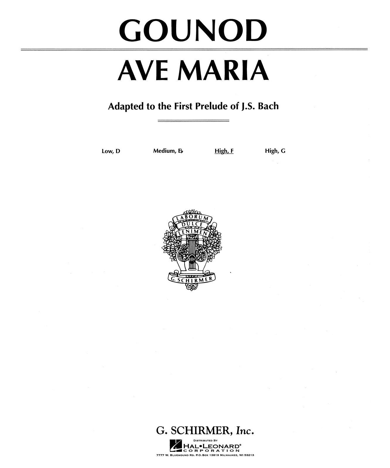 Ave Maria (Medium High Voice in F) - Remenyi House of Music