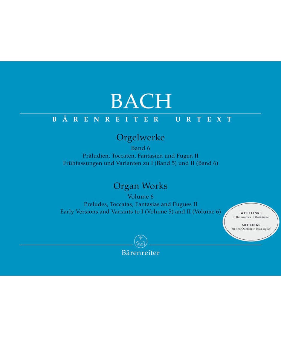 Bach J.S. - Organ Works V 6 Preludes Toccatas Fantasias Fugues Bk & Dl - Remenyi House of Music