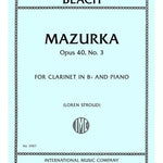 Beach, A. - Mazurka, Opus 40, No. 3, for Clarinet and Piano - Remenyi House of Music