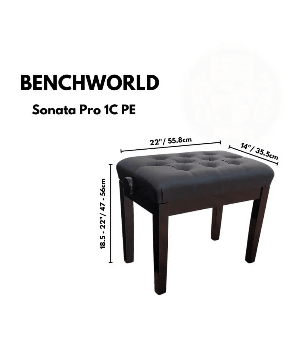 Benchworld "Sonata Pro 1C" Piano Bench - Polished Ebony - Remenyi House of Music