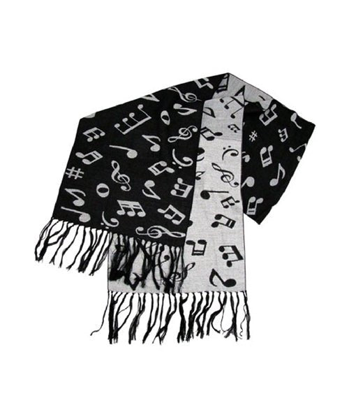 Black and Grey Music Note Scarf - Remenyi House of Music