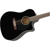 Fender CD-60SCE Dreadnought Guitar, Walnut Fingerboard, Black