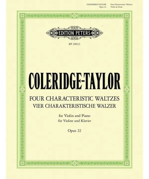 Coleridge - Taylor, S. - 4 Characteristic Waltzes for Violin & Piano, Op. 22 - Remenyi House of Music