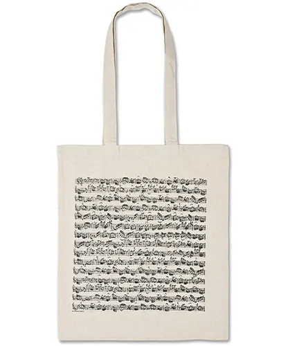 Cotton Tote Bag with Long Handles - Sheet Music Design - Remenyi House of Music