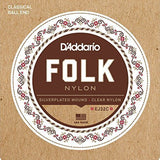 D Addario EJ32C Folk Nylon Guitar Strings Ball End Silver Wound/Clear Nylon Trebles - Remenyi House of Music