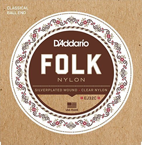 D Addario EJ32C Folk Nylon Guitar Strings Ball End Silver Wound/Clear Nylon Trebles - Remenyi House of Music