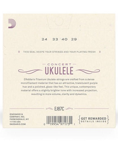 D'ADDARIO CONCERT TITANIUM UKULELE STRING SET - Remenyi House of Music