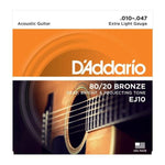 D'Addario EJ10 - 80/20 Bronze Extra Light 10 - 47 - Remenyi House of Music