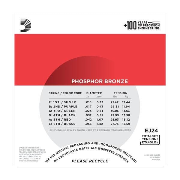 D'Addario EJ24 Phosphor Bronze Acoustic Guitar Strings True Medium 13 - 56 - Remenyi House of Music