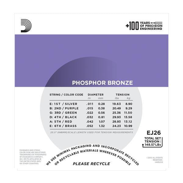 D'Addario EJ26 - Phosphor Bronze CUSTOM LIGHT 11 - 52 - Remenyi House of Music