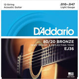 D'Addario EJ36 - 80/20 Bronze 12 - String 10 - 47 - Remenyi House of Music