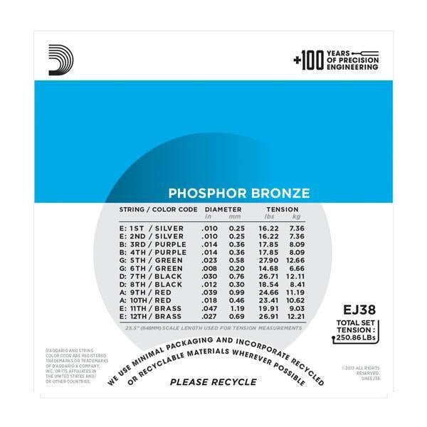 D'Addario EJ38 - Phosphor Bronze 12 - String Light 10 - 47 - Remenyi House of Music