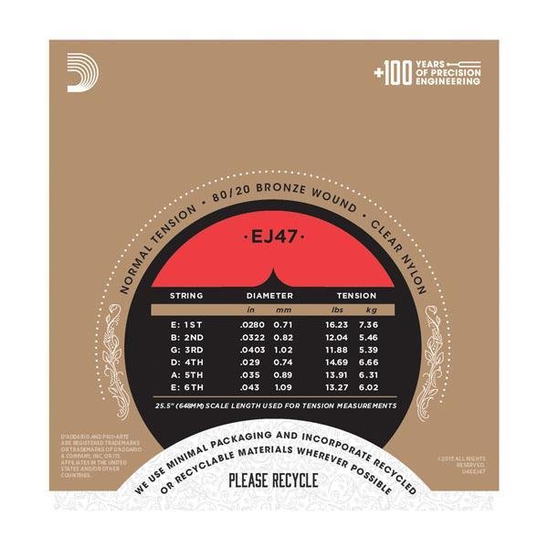 D'Addario EJ47 80/20 Bronze Pro - Art̩ Nylon, Normal Tension - Remenyi House of Music