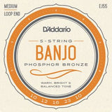 D'Addario EJ55 5 - String Banjo Phosphor Bronze Medium 10 - 23 - Remenyi House of Music