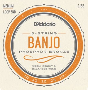 D'Addario EJ55 5 - String Banjo Phosphor Bronze Medium 10 - 23 - Remenyi House of Music