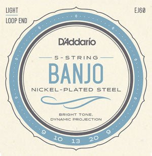 D'Addario EJ60 - Nickel 5 - String Banjo Light 9 - 20 - Remenyi House of Music