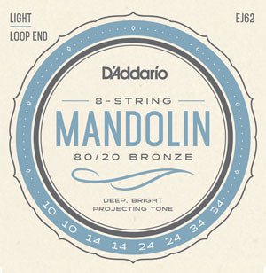 D'Addario EJ62 80/20 Bronze Mandolin Strings, Light, 10 - 34 - Remenyi House of Music