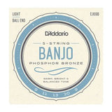 D'Addario EJ69B - Phosphor Bronze 5 - String Ball End Banjo, Light, 9 - 20 - Remenyi House of Music