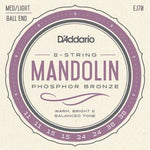 D'Addario EJ70 Phosphor Bronze Mandolin Strings, Ball End, Medium/Light, 11 - 38 - Remenyi House of Music