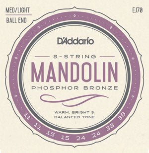 D'Addario EJ70 Phosphor Bronze Mandolin Strings, Ball End, Medium/Light, 11 - 38 - Remenyi House of Music