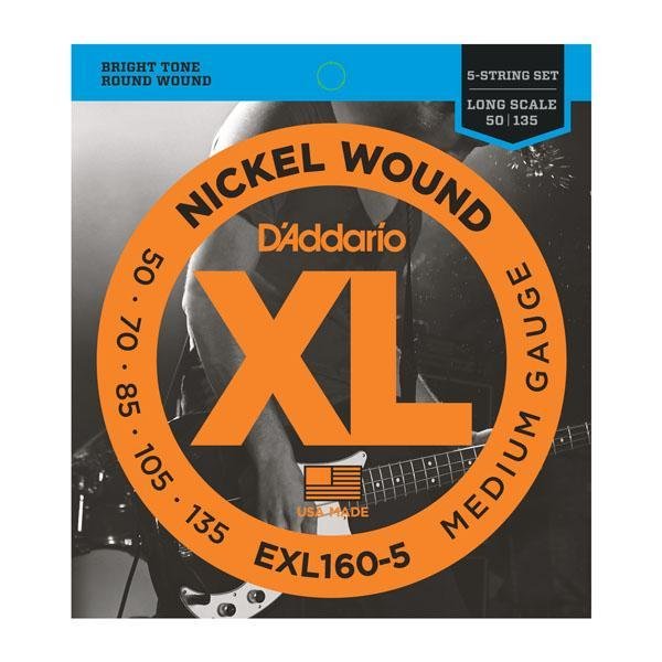 D'Addario EXL160 - 5 Nickel Wound 5 - String Bass, Medium, 50 - 135, Long Scale - Remenyi House of Music