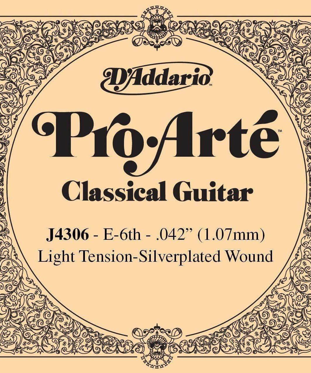 D'Addario J4306 Pro - Arte Single Classical Guitar String - Silver Plated Wound, E, Light - Remenyi House of Music