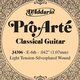 D'Addario J4306 Pro - Arte Single Classical Guitar String - Silver Plated Wound, E, Light - Remenyi House of Music