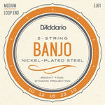 D'Addario J61 5 - String Banjo Strings, Nickel, Light, 10 - 23 - Remenyi House of Music