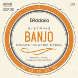 D'Addario J61 5 - String Banjo Strings, Nickel, Light, 10 - 23 - Remenyi House of Music