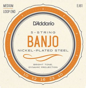 D'Addario J61 5 - String Banjo Strings, Nickel, Light, 10 - 23 - Remenyi House of Music