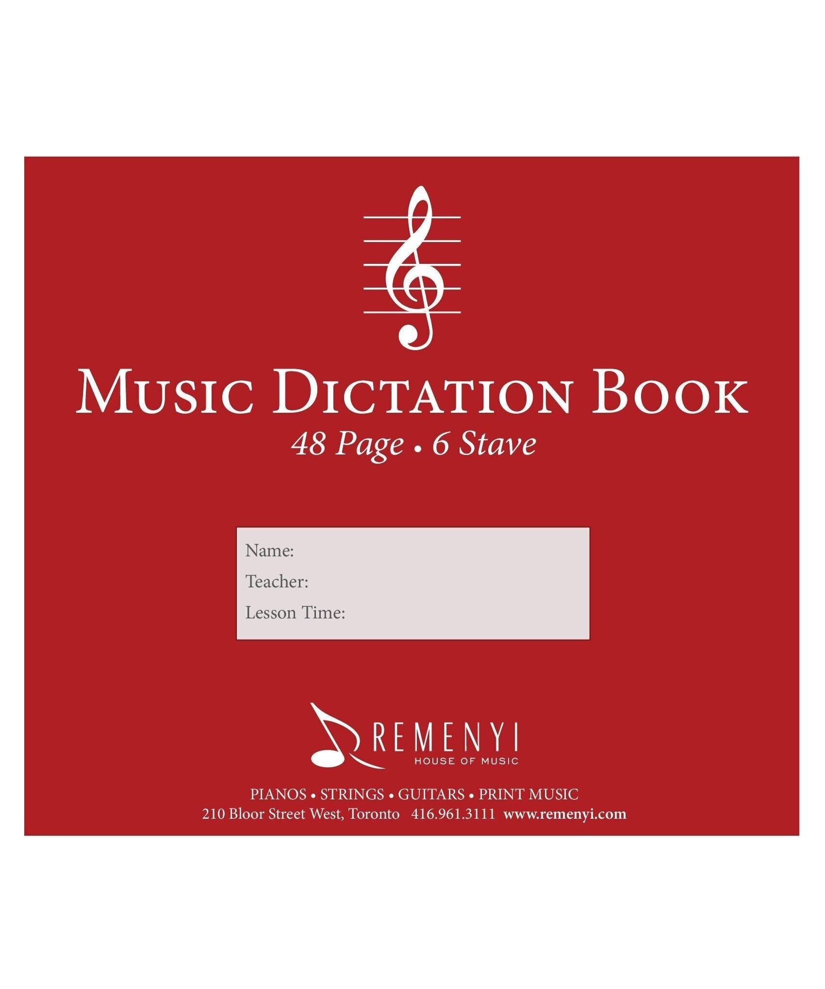 Dictation Book, 6 Stave, 48 pages - Remenyi House of Music