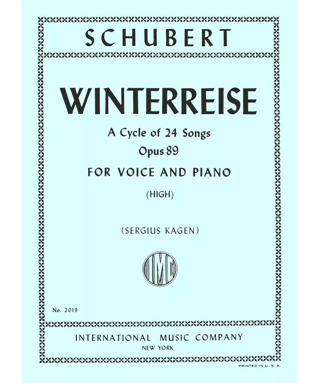 Die Winterreise. A Cycle of 24 Songs, Opus 89 (G. & E.) - High - Remenyi House of Music