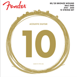 Fender 80/20 Bronze Acoustic Strings, Ball End, 70-12L .010-.050 Gauges, (12)