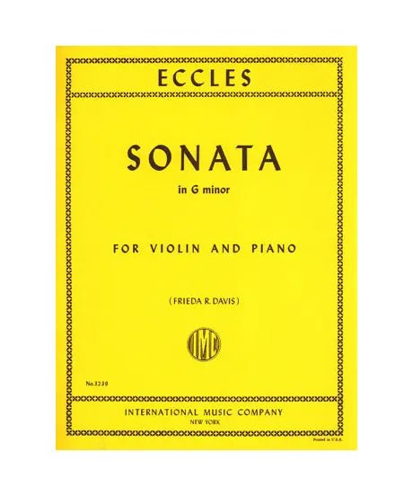 Eccles H. - Sonata in G Minor for Violin and Piano - Remenyi House of Music