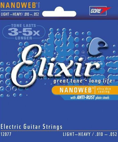 Elixir 12077 Nanoweb Light Heavy 10 - 52 Electric Guitar Strings - Remenyi House of Music