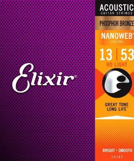 Elixir 16182 Nanoweb Coated HD LIGHT Phosphor Bronze Acoustic 13 - 53 - Remenyi House of Music