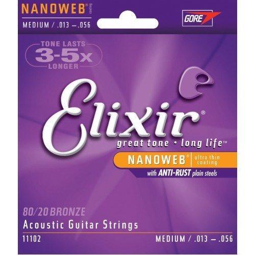 Elixir 80/20 Bronze Acoustic Guitar Strings with Nanoweb Coating - Medium 13 - 56 - Remenyi House of Music