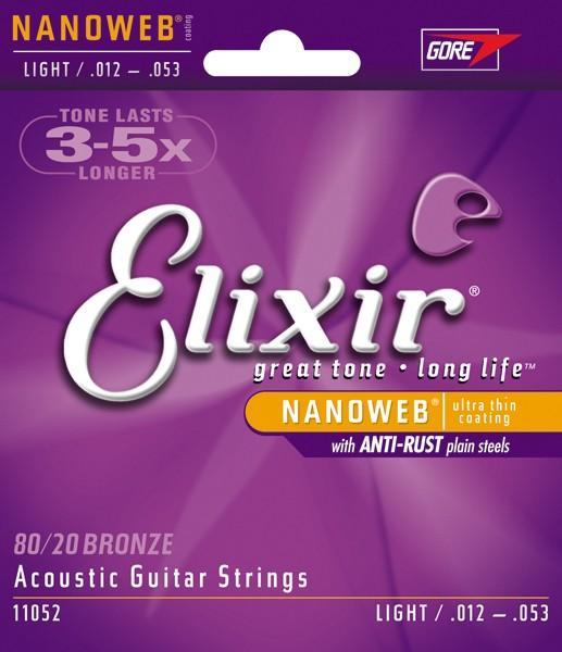 Elixir Light 11052 Nanoweb 80/20 Acoustic Bronze Guitar Strings - Remenyi House of Music