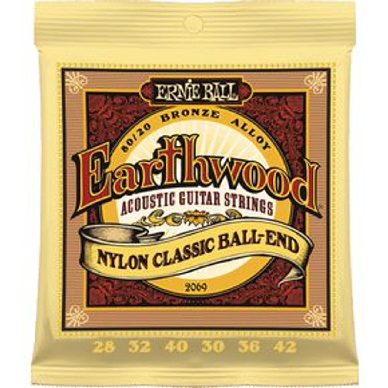 Ernie Ball 2069 Earth Wood Folk Nylon Clear and Gold Acoustic/Classical Guitar Strings 28 - 42 - Remenyi House of Music